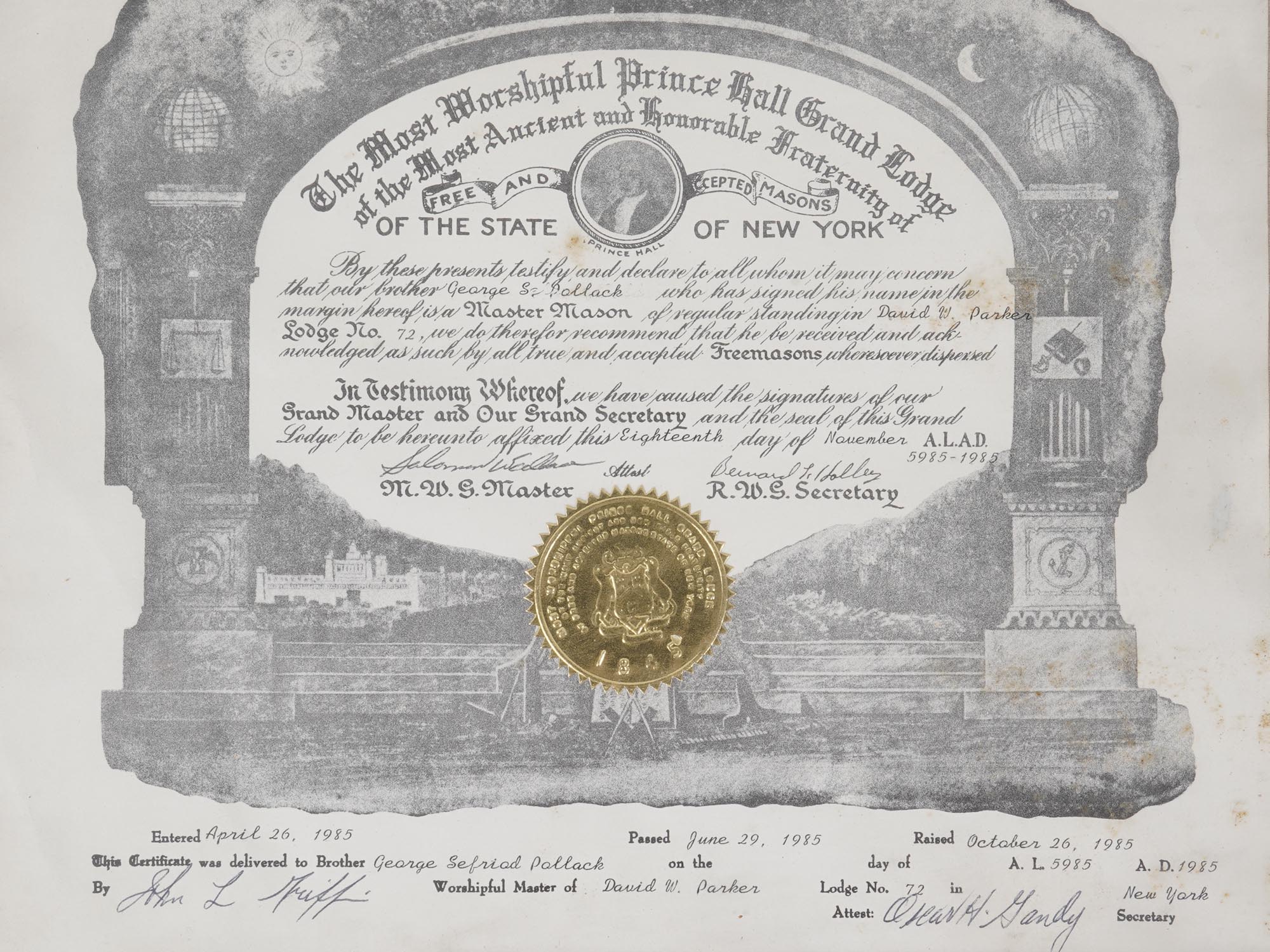 GROUP OF AMERICAN MASONIC AND PATRIOTIC DOCUMENTS PIC-4